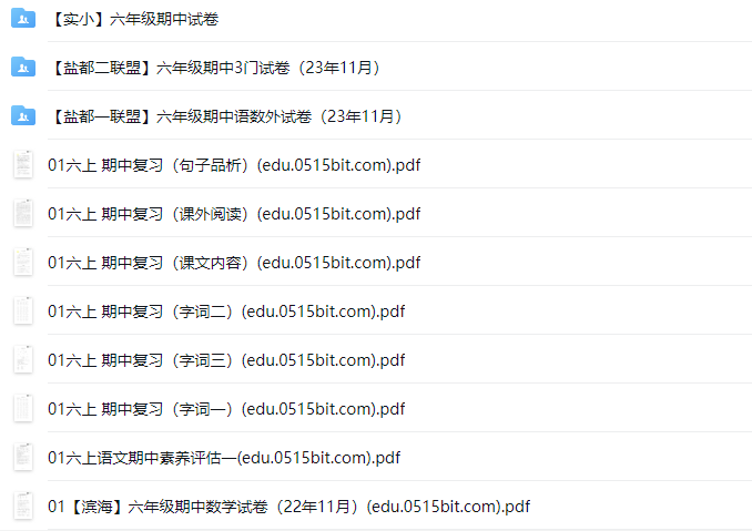 盐城名校|实验小学|盐都联盟|东台|滨海|小学六年级上学期期中（11月）试卷合集 ...