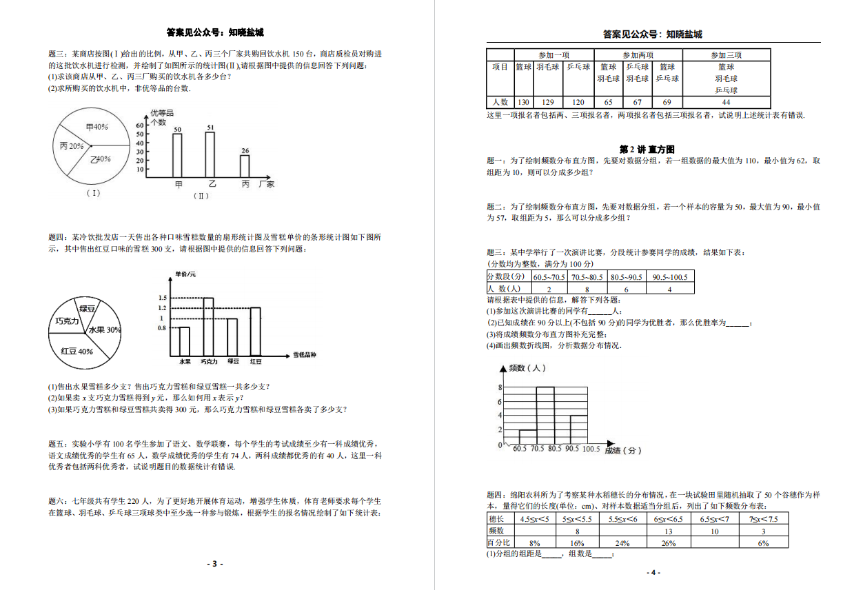 盐城名校初二满分冲刺习题合集