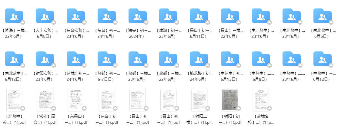 盐城名校|盐中|大丰实验|东台实验|景山|初三期末（6月）+ 三模试卷合集