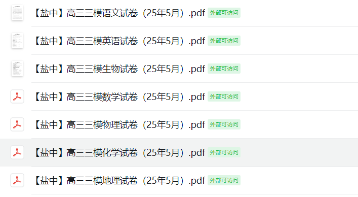 【盐城中学】高三三模7门试卷（25年5月）