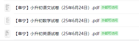 2025年盐城阜宁小升初语数外试卷