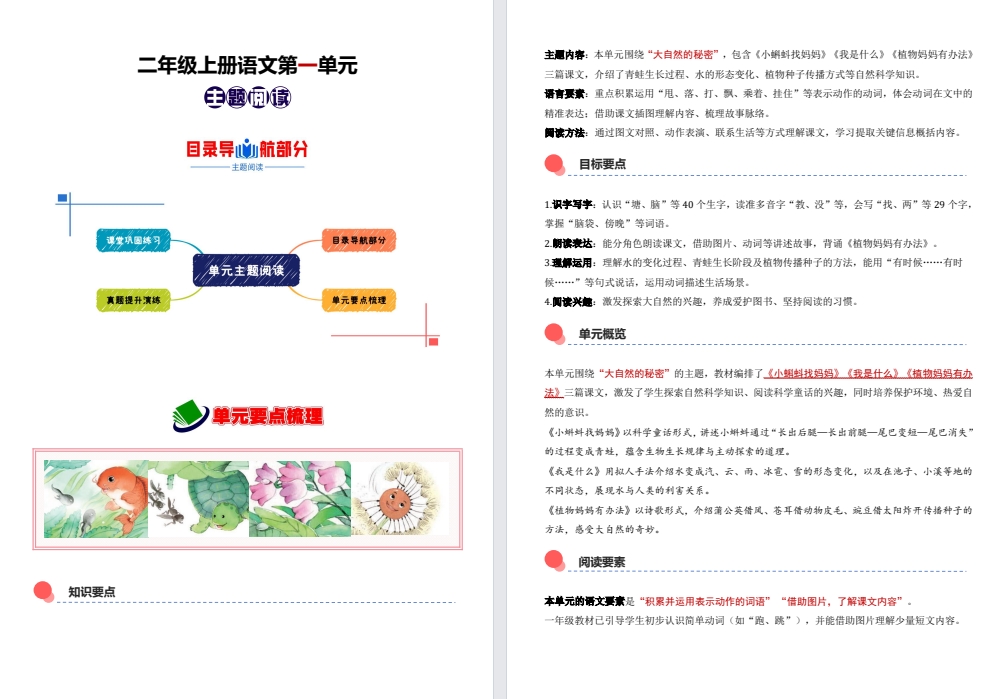 【二年级】上册语文第一单元主题阅读